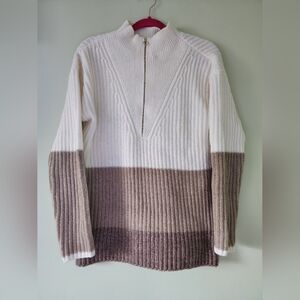 Talbots White and Brown Women's Sweater